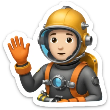 Buceador comercial trabajando, soldando una estructura metalica bajo agua sticker