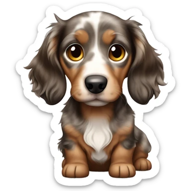 brown Merle long haired Dachshund Puppy full body sticker