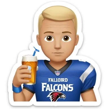 A football coach the Minford falcons but had a bud light and with a small kid with blonde hair buzz cut sticker