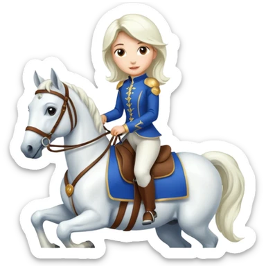 girl riding a white horse sticker