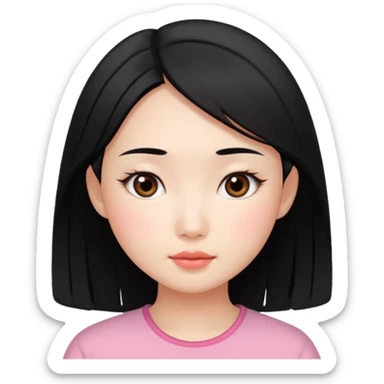 pretty Asian girl with black hair and gentle expression sticker