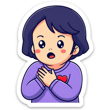 a girl crying in pain holding her chest, heartbreak, emotional pain sticker