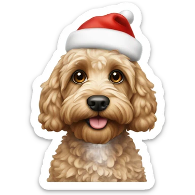 Cockapoo with Santa hat sticker