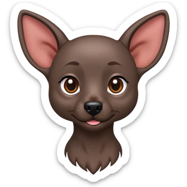 Cinematic Cute Xoloitzcuintle dog Portrait Emoji, Head tilted playfully and inquisitively, featuring smooth, hairless ebony skin with distinctive, artistic wrinkles, round, sparkling dark eyes filled with curiosity, Simplified yet irresistibly adorable features, highly detailed, glowing with a warm, friendly glow, high shine, affectionate and spirited, stylized with a touch of whimsy, bright and endearing, soft glowing outline, capturing the essence of a mischievous yet loving companion, so playful it feels like it could trot out of the screen and into your arms! sticker