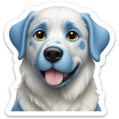 sky blue dog with darker blue spots and a dark blue nose. Her eyes are white with black pupils  sticker