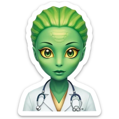 Reptilian alien woman, is a doctor sticker