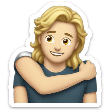 Hug white man brown hair white girl blond hair sticker