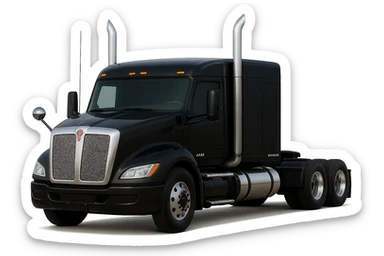 Make this 2026 Kenworth T680 Flat Top semi sleeper as photorealistic as possible, with true-to-life lighting, reflections, chrome, and surface textures, no air filters, flat top sleeper cab clearly visible, no background. Render in ultra-realistic photographic style with perfect lighting and detailed chrome and paint reflections, no background. sticker