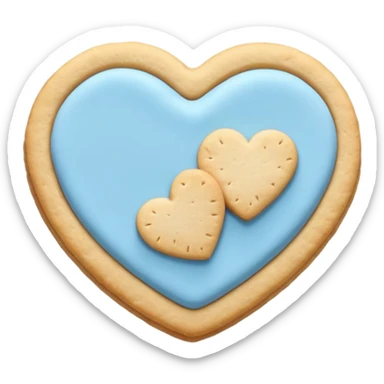 Realistic shortbread cookie in the shape of a heart with pastel blue sticker