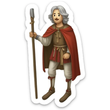 A person who walks on stilts, walking over them, medeival fair sticker