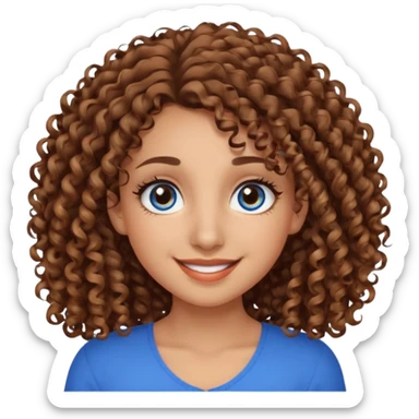 Can you make a pretty girl with long lashes brown eyes cutly hair big nose with light brown skin and have two different eye color  one blue and the other eye color brown please let me also see the half of her body sticker