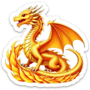 Beautiful royal looking but fiery dragon golden symbol sticker