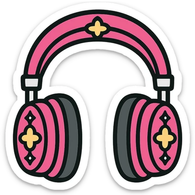 pink gothic headphones with gothic patterns and silver accents sticker