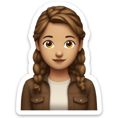 girl with headpones, layered brown hair, brown  sticker