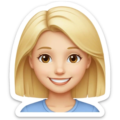 Girl with blond hair smile sticker
