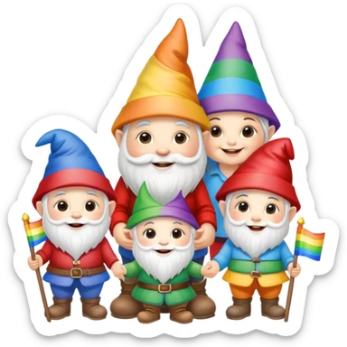 Adorable family of garden gnomes celebrating pride month  sticker