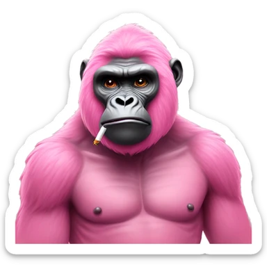 Pink gorilla with cigarette  sticker