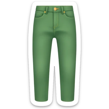 A 3D cartoon green  jeans with pockets and stitching details, casual slim fit, clean isolated background, Memoji-style. sticker