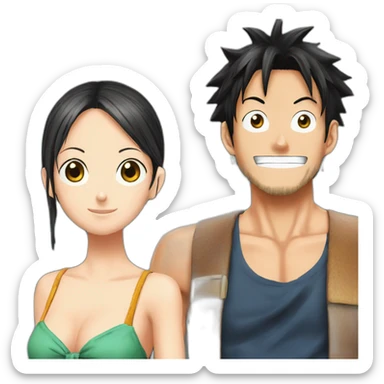 Luffy et nami sticker