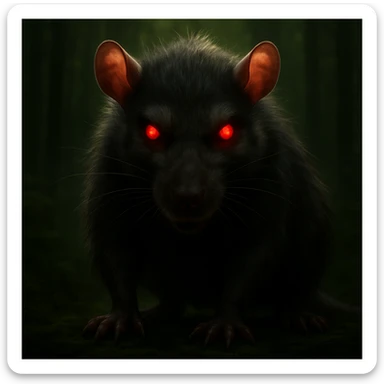 Change the image dimensions to a perfect square while keeping the evil rat, its pose, and the hyper-realistic, soft, glowing art style intact. Do not crop or lose any important details. Maintain the original artistic style and lighting effects. sticker