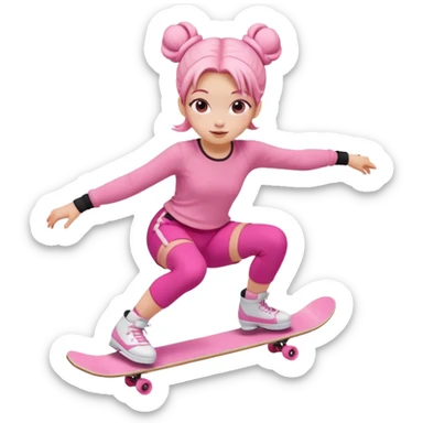 My little pony Cute skater girl with two buns and pink outfit, gliding with playful energy. sticker