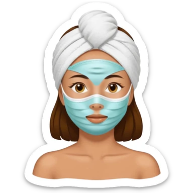Lady with face mask spa beauty full face relaxing sticker