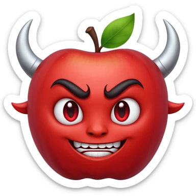 Lucifer from Hazbin Hotel as an apple-style emoji, with devil horns and a sly grin sticker