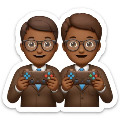 Two poops emojis wearing glasses and each on holding ps5 controller sticker