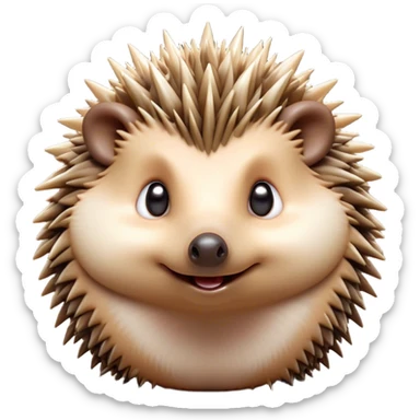 Cinematic Comical Hedgehog Portrait Emoji, Head tilted dramatically with an exaggeratedly surprised expression and wide, comically expressive eyes, featuring a small, spiky body with quills that seem to dance with playful energy, Simplified yet hilariously expressive features, highly detailed, glowing with a slightly sassy woodland glow, high shine, dramatic yet playful, stylized with an air of cheeky hedgehog mischief, soft glowing outline, capturing the essence of a meme-worthy hedgehog that looks ready to roll its way into viral fame! sticker