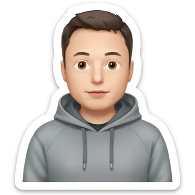 elon musk in gray hoodie full height sticker