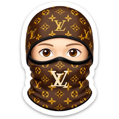 luxury Louis Vuitton ski mask with brown LV monogram pattern sticker