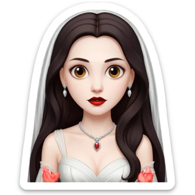 Bride of Dracula with long dark brown hair sticker