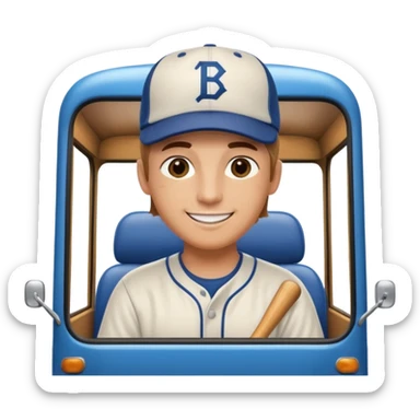autobus de equipo llevando a egnte de basebal  y un chofer con b en la gorra sticker