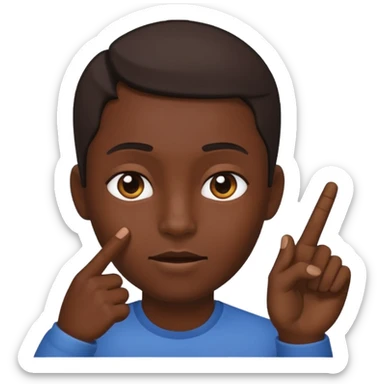 A person pointing is his head sticker