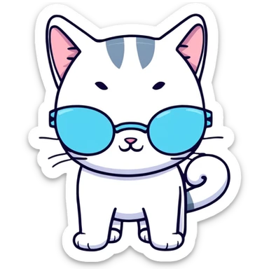 cat-eye pastel blue glasses with slight shimmer sticker