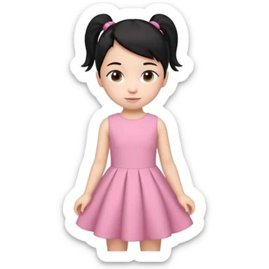 una chica pequeña con una cola color negro  de 4 años sticker
