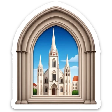 Cinematic Realistic Zagreb Cathedral Landmark Emoji, depicted with Gothic architecture rendered with lifelike detail and majestic, soft lighting. sticker