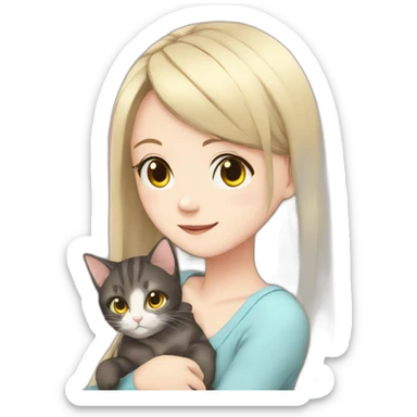 anime girl with a cat sticker