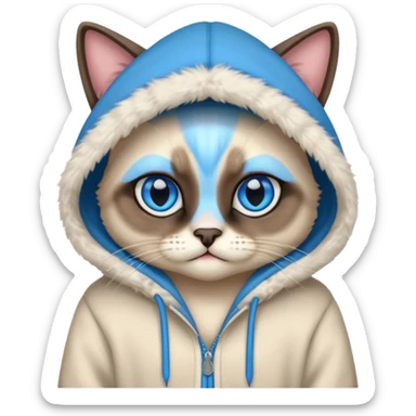 Siamese cat wearing hoodie sticker