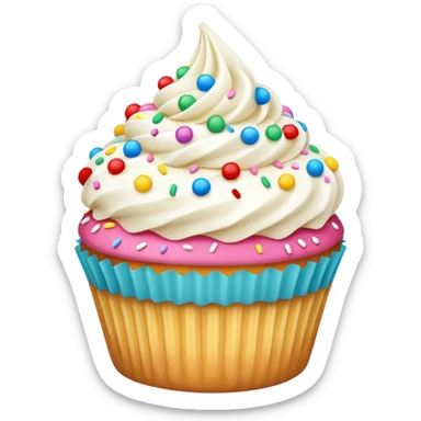 Vanilla Cupcake with white icing and colorful sprinkles  sticker