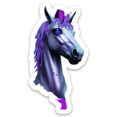 .Zombie_ Vaporwave black holographic oilslick zombie unicorn yellow caution tape graffiti Pegasus  sticker