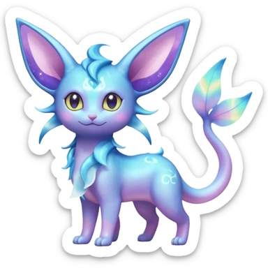Shiny Nebulae Skitty-Espeon-Lumineon-Vaporeon-Amaura-Dragonair-Fakémon-hybrid-creature (full body)  sticker