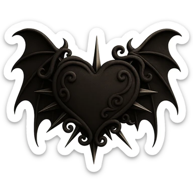 Add gothic bat wings to the black gothic heart with metallic spikes in velvet 3D style, no background. The style is velvet 3D but fallback to general editor as velvet 3D style does not support editing. sticker