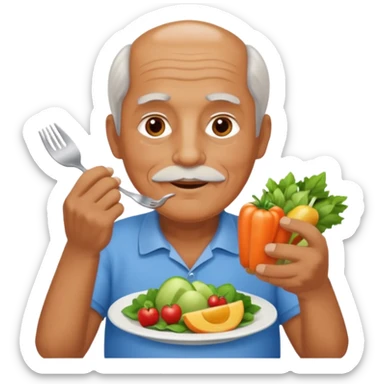 una imagen de un abuelo de 63 años con una enfermedad cardiovascular pero puedes poner donde creas adecuado ya sea al rededor o donde se vea vbien habitos saludables como buena alimentacion signos vitales.. PERO QUE NO SEA UN MEDICO SINO UNA  O SEA UN ABUELO DE 63 AÑOS NORMAL SIN BATA MEDICA sticker