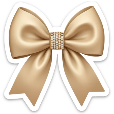 small beige bow with a gentle knot and sparkly accents sticker