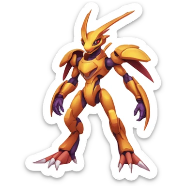  Cool Edgy Godly Futuristic Digimon-Fakemon-Genesect-Reptile full body sticker