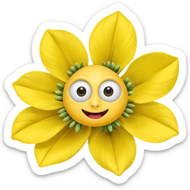 five leaved yellow anemone eyes mouth sticker