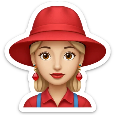 unique looking tourist with big unique red tourist hat and earrings sticker