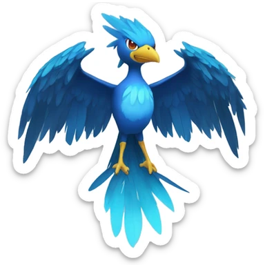 Edgy Fantasy legendary blue bird water-type-Hydro-Phoenix Fakemon full body sticker