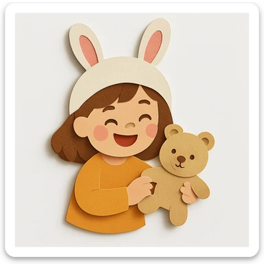 Change the gift box present from cars to a pastel brown cutie bear, while all other design elements remain unchanged sticker